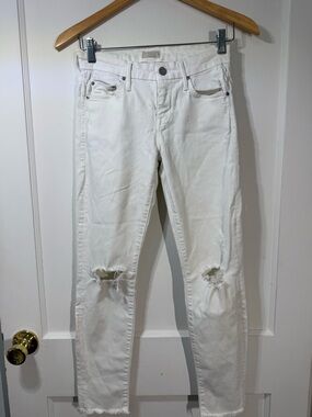 MOTHER White Skinny Distressed Jeans
